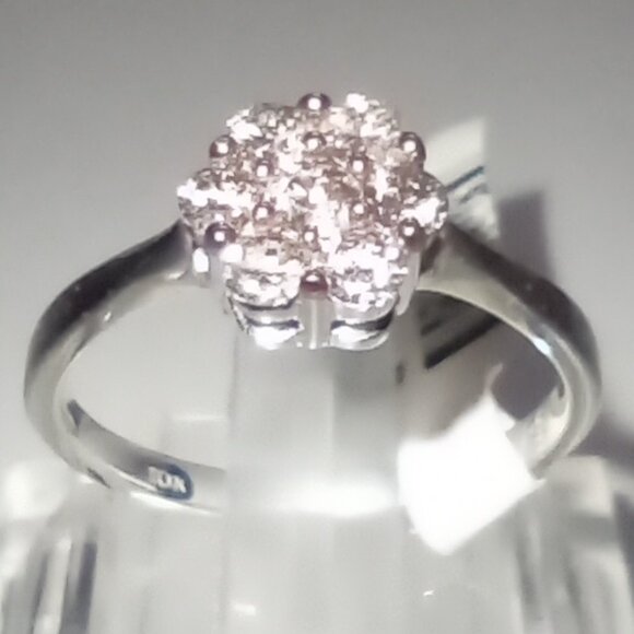 10Kt Yellow/Rose Gold Half-Carat Champagne Diamond Flower Cluster Ring - Picture 1 of 6